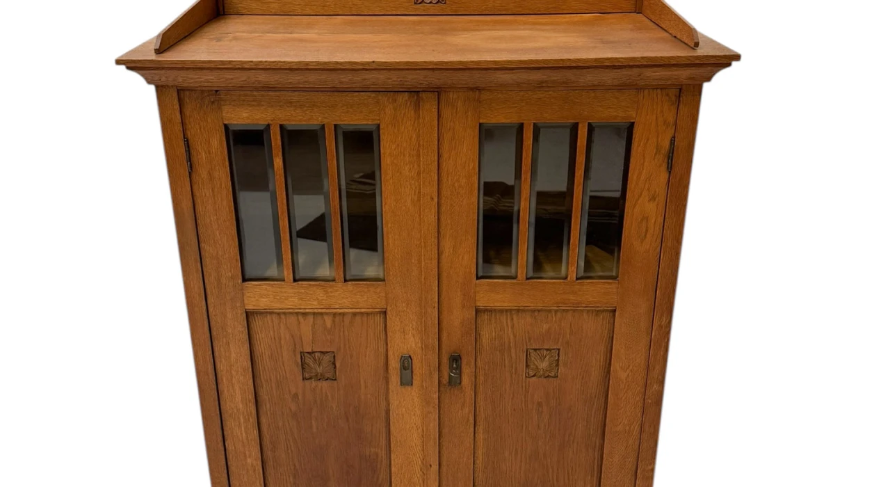 Arts & Crafts Art Nouveau Bookcase with Beveled Glass, 1900s